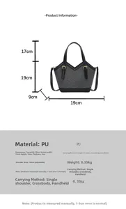 Detailed specs of houndstooth tote bag with PU leather straps and gold hardware