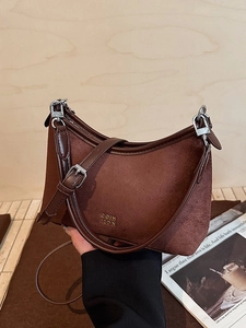 Retro PU Leder Wildleder Patchwork Beuteltasche Kleine Schulter Umhängetasche Mit Verstellbarem Riemen Für Damen Alltag