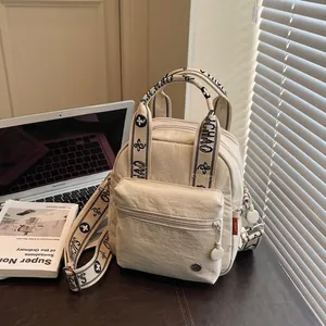 Sac à Main en Toile Mode pour Femmes Couleur Contrastée Petit Sac Carré Sac Bandoulière Décontracté Avec Sangle Jacquard Multipoche