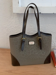 Borsa tote retrò con stampa leopardata, finiture in pelle marrone e grande capacità