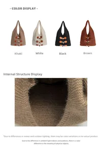 Detailed view of the internal single-layer knit structure and leather toggle buttons