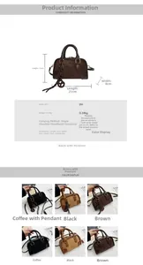 Tableau des dimensions et spécifications pour ce sac Boston en cuir PU pour femmes