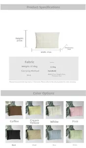 Detailed size specifications and multi-color options for quilted fabric tote bag