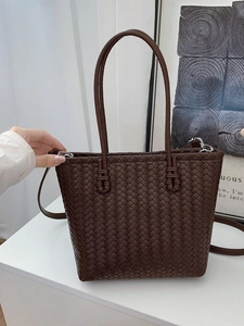 Mode Sac Seau Tissé Grande Capacité Cuir PU Sac Bandoulière Pour Femme Sac à Main Avec Sangle Réglable Sac à Épaule
