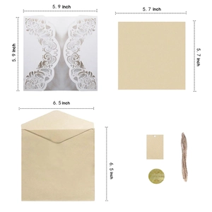 Set d'invitation ajouré au laser avec papier kraft, ficelle et enveloppes carrées