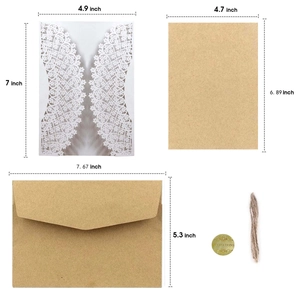 Rustic hollow wedding invitation set with kraft paper inner sheet and twine details