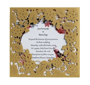 Invitations de Mariage Élégantes Découpe Laser Floral Creux Papier Perlé Cartes de Vœux Avec Enveloppes et Cartes Intérieures pour Mariage