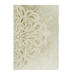 Invitations de Mariage Pailletées Découpe Laser Style Européen Cartes d'Invitation de Fiançailles en Dentelle Ajourée