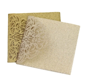 Elegant gold glitter laser-cut European business invitations and wedding cards set