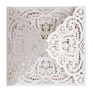 Laser Cut Invitation Cards Pearlescent Paper Hollow Out Floral Heart Design For Wedding Engagement Birthday Party Banquet Ceremony Elegant Invitations