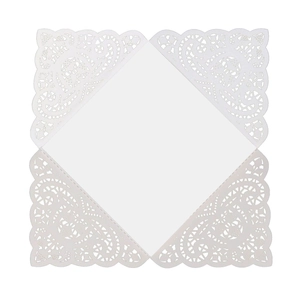 White laser cut floral wedding invitation made of high quality pearlescent paper