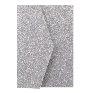 Elegant silver glitter wedding invitation envelope with metallic sparkle finish
