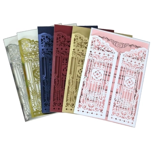 Laser-cut European style wedding invitation covers in six elegant colors including gold and navy