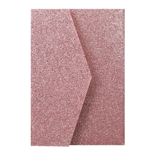 Elegant rose gold glitter wedding invitation card with a minimalist triangle flap design
