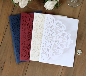 Detailed laser-cut floral pattern on high-quality wedding and festival invitation cards