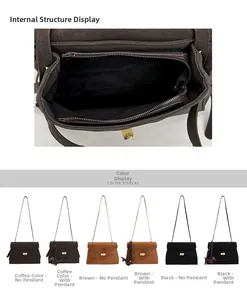 Internal view of a large vintage satchel bag showing zipper pocket and color options