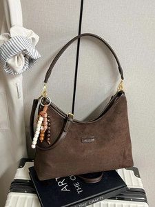 Damen Vintage Wildleder Achseltasche Matt Leopardenmuster Hobo Umhängetasche Mit Holzperlen Anhänger Mode Crossbody Handtasche