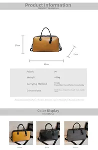 Tableau des tailles et spécifications du grand sac de voyage bicolore en cuir PU souple