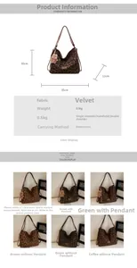 Size specifications and diverse color options for leopard print velvet tote bags