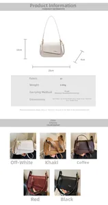 Detailed size specifications and five color options for this textured crossbody square bag
