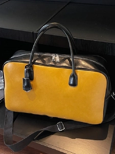 Sac de Voyage en Cuir PU Color Block Vintage de Grande Capacité pour Femmes Sac Cabas Crossbody Polyvalent Sac de Week-end