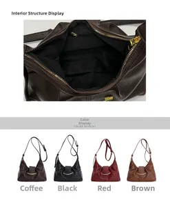 Détails de la poche intérieure et choix de couleurs pour le sac bandoulière demi-lune
