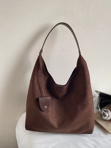 Women Large Capacity PU Tote Bag Minimalist Frosted Suede Texture Shoulder Bag For College Students Commuting Daily Handbag
