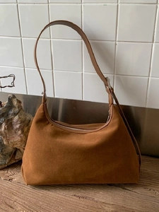 Vintage Suede Texture PU Hobo Shoulder Bag for Women Minimalist Underarm Crossbody Handbag Large Capacity Casual Purse