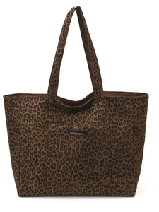 Grand sac cabas en toile à imprimé léopard avec bandoulières et poche avant pratique