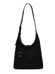 Sac fourre-tout rétro noir grande capacité avec petit porte-monnaie amovible et bandoulière