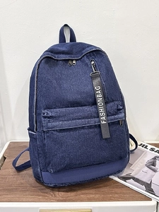 Fashion Denim Backpack Large Capacity Washed Jean School Bag For Travel Students Casual Laptop Backpack With Letter Ribbon