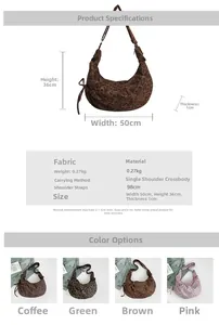 Detailed size specifications for large leopard print crescent bag with strap dimensions