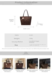 Detailed view of large leopard print tote bag dimensions and soft suede material texture