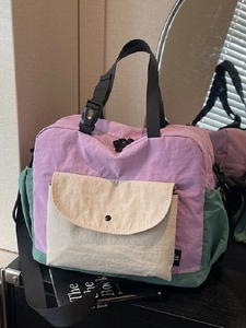 Large Capacity Color Block Shoulder Bag For Women Waterproof Nylon Tote Bag Casual Commute Travel Crossbody Handbag With Pockets