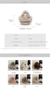 Tableau des tailles et spécifications de ce sac à main en peluche avec ses dimensions