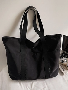 Women Large Capacity Fabric Tote Bag Japanese Minimalist Shoulder Handbag Casual Multi Pocket Zipper Shopping Travel Bag