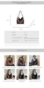 Spécifications de taille et vue détaillée du matériau du grand sac cabas hobo élégant