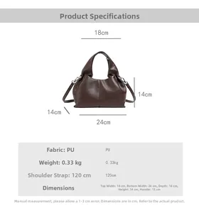 Detailed size specifications for a retro lychee pattern dark brown crossbody bag