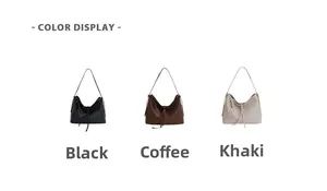 Trois cabas tissés minimalistes en noir, marron et kaki avec fines bretelles d'épaule