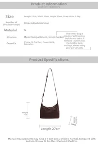 Detailed size specifications for the vintage brown shoulder bag with 27x10x17cm dimensions
