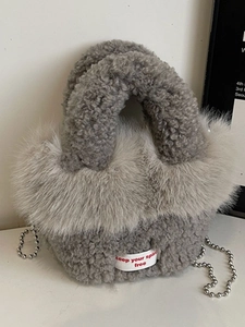 Sac Seau en Peluche de Fausse Fourrure Automne Hiver pour Femmes Sac à Main Décontracté avec Bandoulière en Chaîne