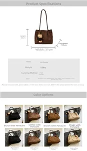 Detail of vintage suede shoulder bag with hollow petal design and precise dimensions