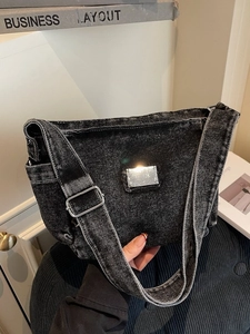 Sac Bandoulière pour Femmes en Denim Délavé Rétro Sac Cabas Décontracté Grande Capacité Sac à Épaule Mode Avec Bandoulière Réglable