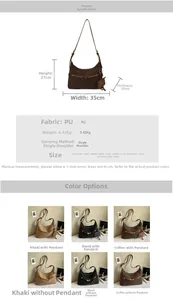 Detailed dimensions and color palette for large matte PU leather Hobo tote bag