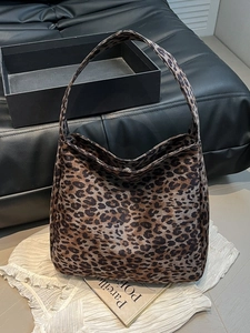 Sac hobo imprimé léopard rétro en tissu souple pour femme, style automne élégant