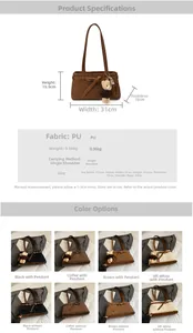 Detailed size specifications and color options for the leopard print bucket bag