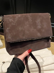 Minimalist Vintage PU Leather Underarm Bag For Women Frosted Texture Large Capacity Shoulder Crossbody Bag Zipper Handbag