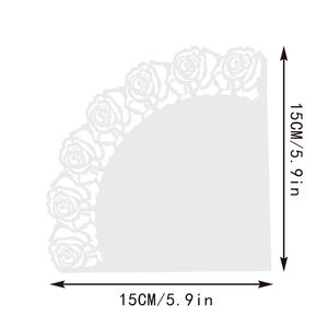 Cône en papier découpé au laser avec motif rose et mesure de 15 cm pour mariages