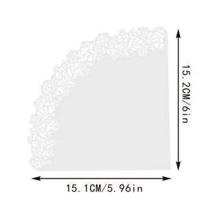 Detailed size measurement of white laser-cut rose lace paper cone for weddings