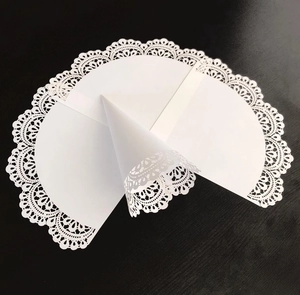 Detailed laser-cut hollow lace design for wedding white paper cones and petal holder
